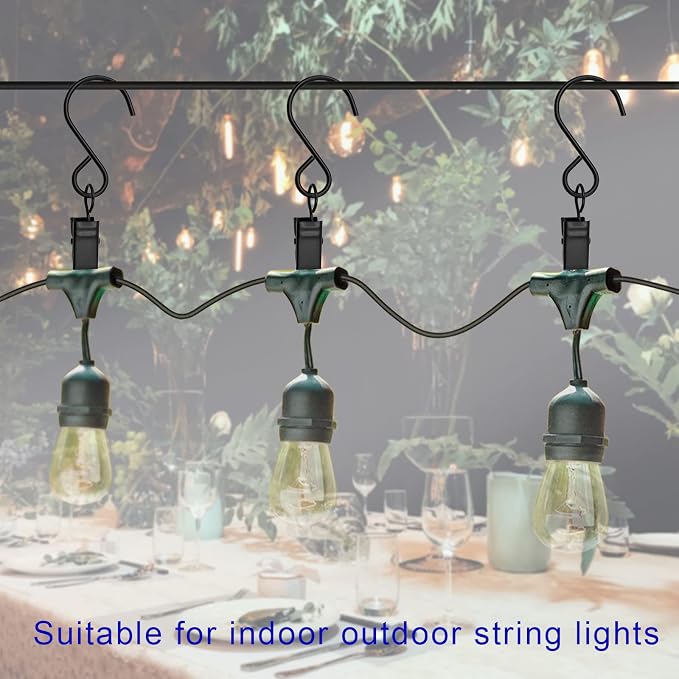 Stainless Steel S Hooks Curtain Clips, 50 Pack Hanging Party Lights Clips - Image 5