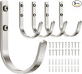 22LB Wall Hooks for Hanging Towel/Coat, Brushed Nickel 5 Pack | Screw in Metal by Josmimic