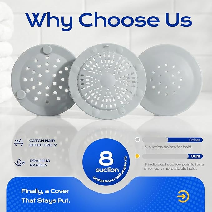 VLM 2 Pack Shower Drain Hair Catcher, Upgraded Drain Cover - Image 6