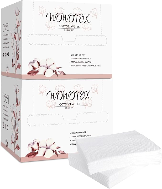 WOWOTEX 100% Cotton Disposable Face Towels, Ultra Soft by WOWOTEX