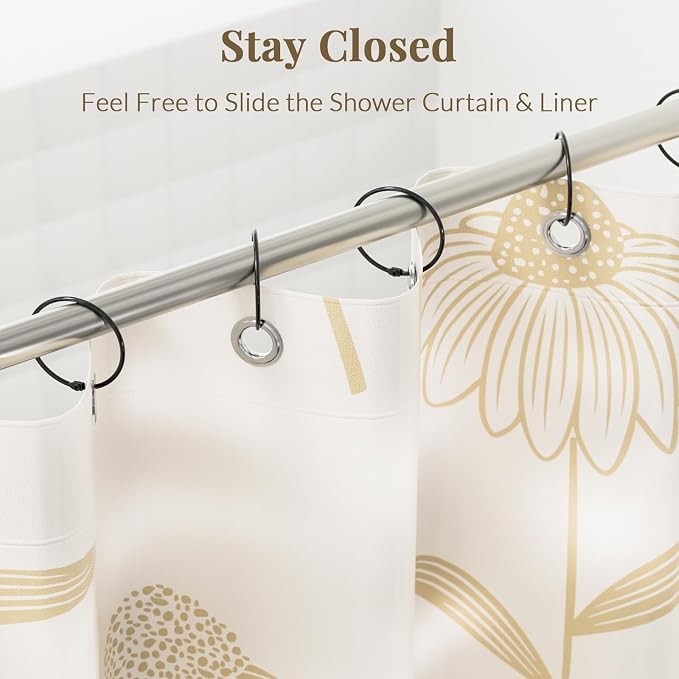 Bathway Shower Curtain Rings, Bathway Shower Curtain Hooks, Anti-Drop Shower - Image 3