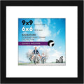 Americanflat 9x9 Picture Frame with Shatter-Resistant Glass - Use as 6x6 Frame with Mat or Display 9x9 Photo Without Mat - Signature Collection - Square Frames for Tabletop and Wall Display - Black