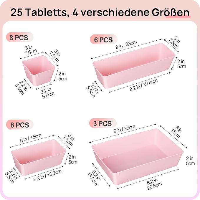 Vtopmart 25 Pack Plastic Drawer Organizers - Image 2