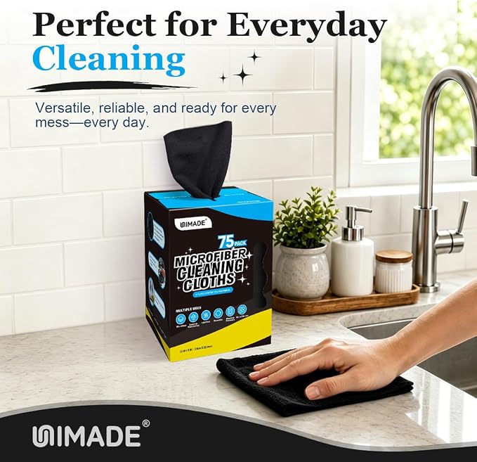 UNIMADE Microfiber Cleaning Cloth, 75 Sheets Microfiber Towels - Image 5