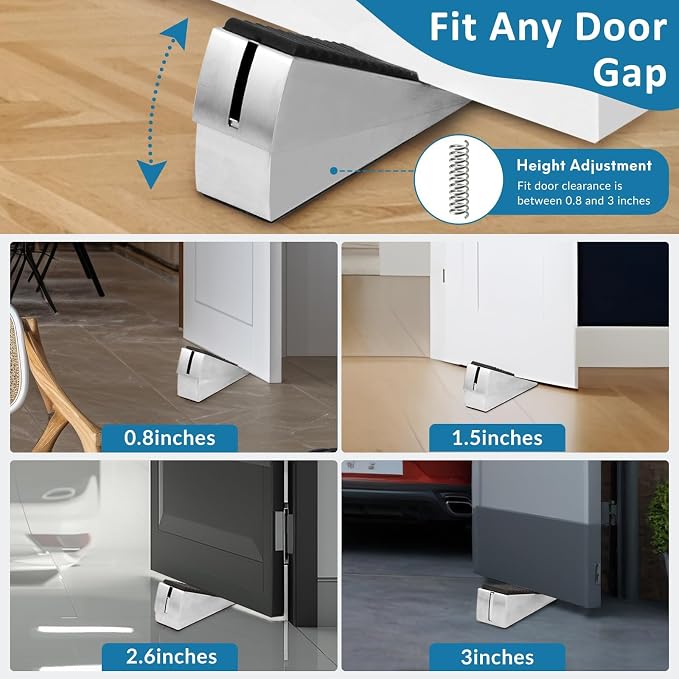 Optish Heavy Duty Door Stopper, Adjustable Spring Large Stopper, 3 Inches High - Image 7