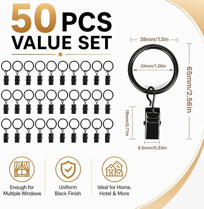 MAQIHAN 50 Pcs Curtain Rings - Image 2
