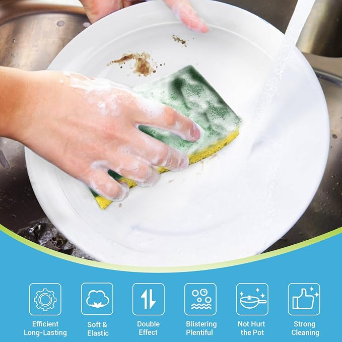 AIDEA Sponges Kitchen-12Count, Heavy Duty Scrub Sponge, Dish Sponges | Cleaning - Image 2
