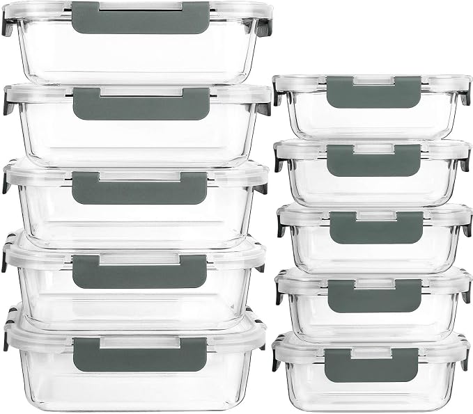 M MCIRCO 10 Pack Glass Food Storage Containers by MMCIRCO