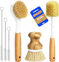 Holikme 6 Pack Dish Brush with Bottle Brush Scrub Brush Straw, Amarillo | by Holikme
