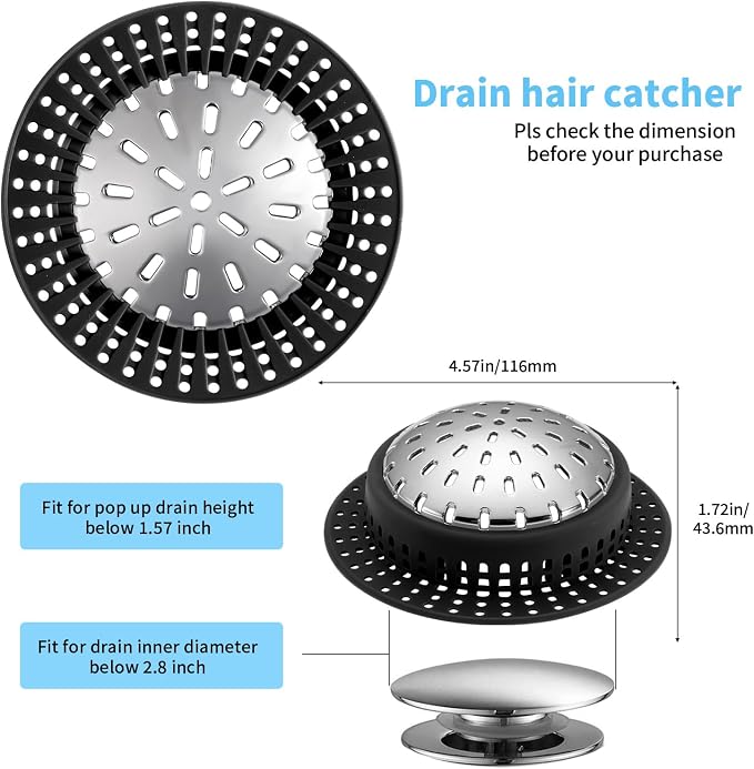 Aluvor Bathtub Drain Hair Catcher Shower Drain Cover Sink Drain Protector | - Image 2