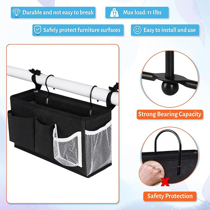 Bedside Caddy, Bedside Storage Bag Hanging Organizer - Image 2