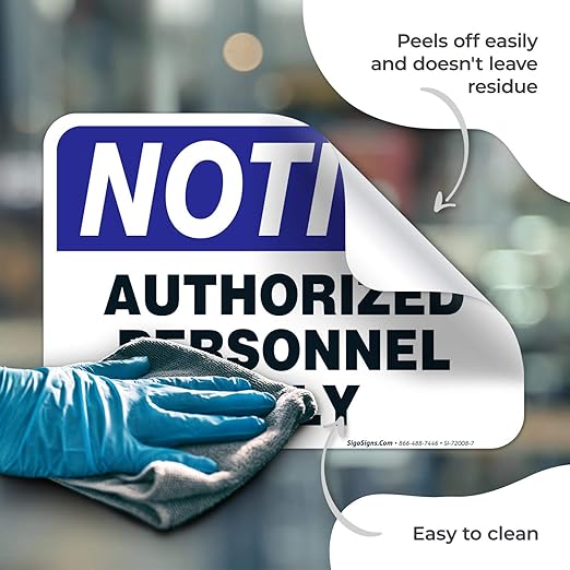 Authorized Personnel Only Sign, 10x7 Inches, 4 Mil Vinyl Decal Stickers Weather Resistant UV Protected, Made in USA