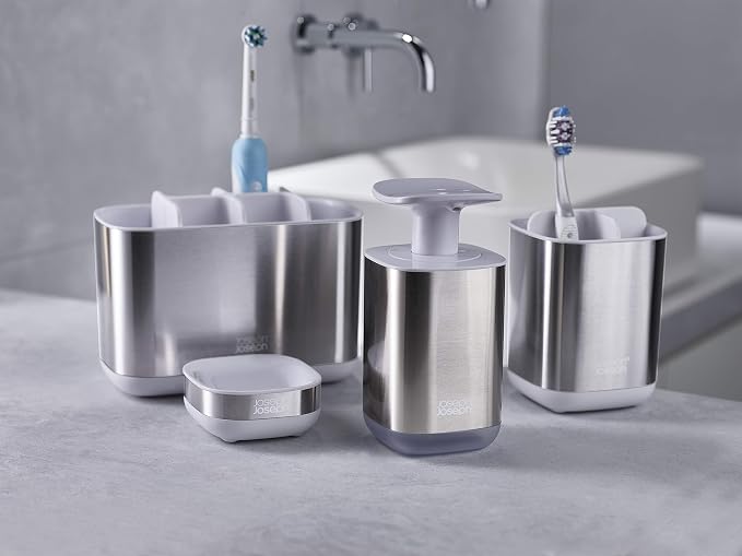 Joseph Joseph EasyStore Stainless-Steel Toothbrush Holder Bathroom Storage - Image 7