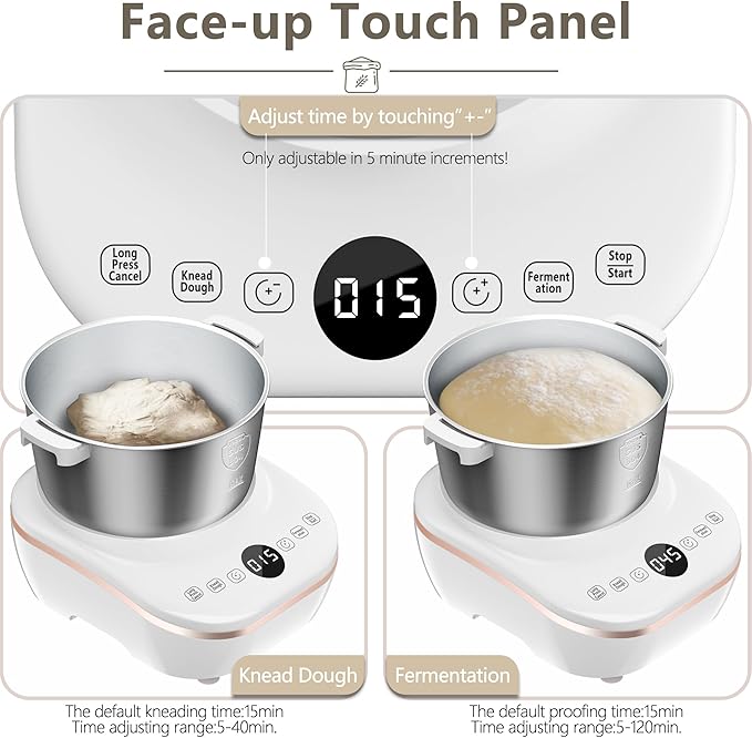 AIZIYO DoughChief, 7.4QT Dough Maker, Dough Mixer with Ferment Function, 304 Stainless Steel Bowl, Removeable lid, Touch Panel Control, Electric Dough Proofing Box for Pizza & Bread