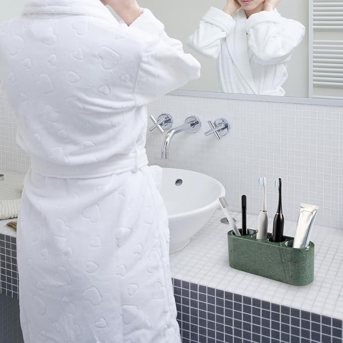 BCS Toothbrush Holder for Bathrooms, 4 Slots Marble Toothbrush and Toothpaste - Image 3