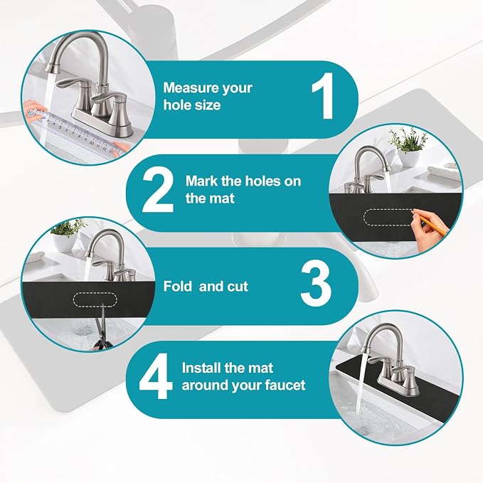 Customizable Kitchen Sink Faucet Mat: 30" Lx5.5 W Absorbent Splash Guard | 2PCS - Image 3