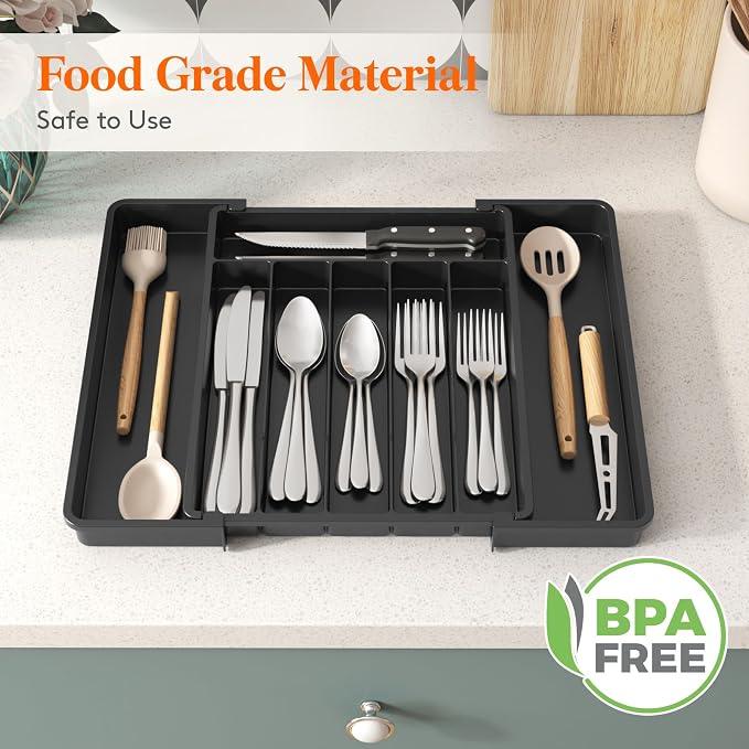 Lifewit Expandable Silverware Drawer Organizer, Kitchen Utensil Tray | BPA-free - Image 8