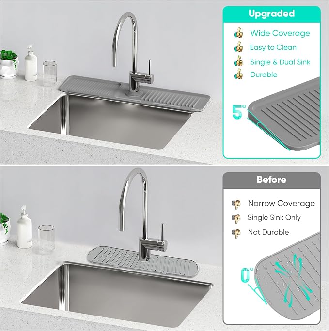 24 Inch Longer Faucet Mat for Kitchen SinkBathroom Kitchen Sink Splash Guard - Image 7