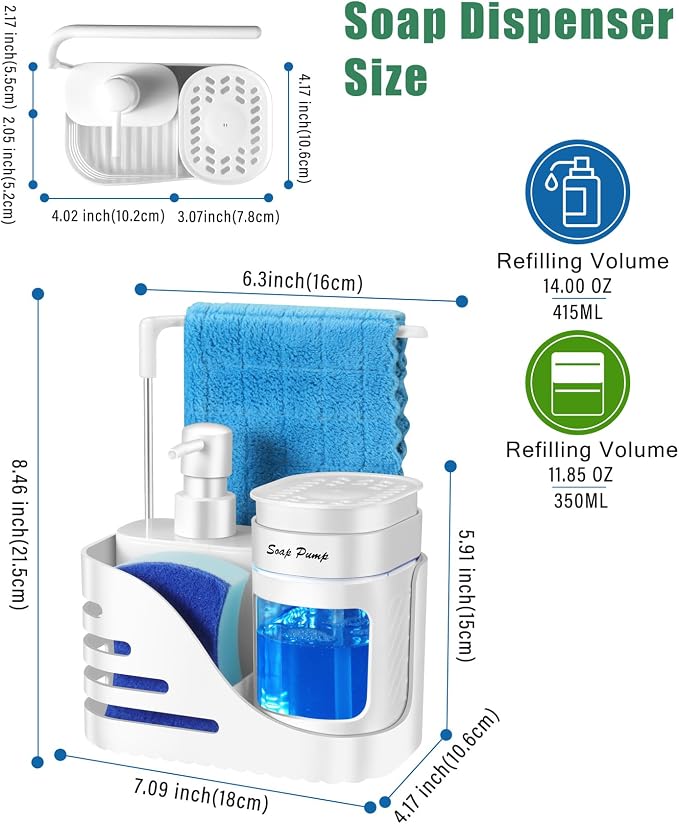 Kitchen Soap Dispenser Set, 4-in-1 Dual Hand and Dish Soap Dispenser - Image 6