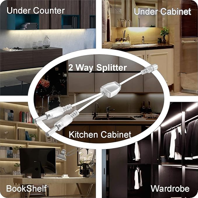 EBD Under Counter Lights Touch LED Under Cabinet Lighting Built-in 18” Adjustable Cable, Splitter & 3 External Cable, 9 Pcs 3000K Warm White 3150Lm Kitchen Under Cabinet Lights