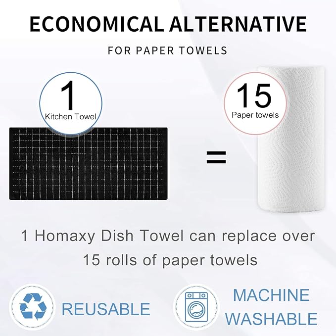 Homaxy 100% Cotton Terry Kitchen Towels, 12 Pack - Image 6