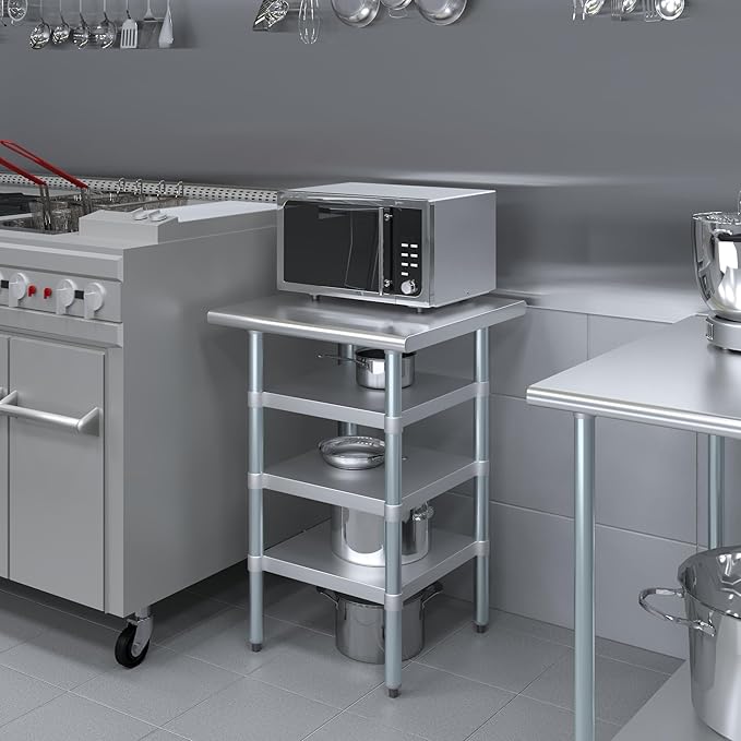 24 in. x 24 in. Stainless Steel Work Table with Three Bottom Shelves | NSF Kitchen Prep Table | Utitly Metal Table