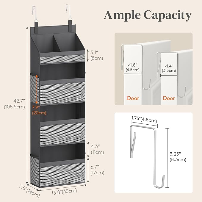 Lifewit 4 Tier Over the Door Organizer, Diaper Hanging Storage - Image 3