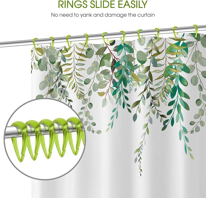 Top-spring Green Shower Curtain Hooks 12Pcs Drop Shaped Hooks - Image 3