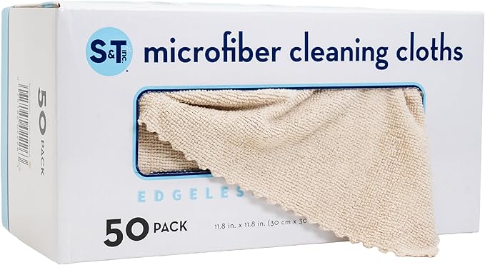 S&T INC. Microfiber Cleaning Cloth, 50 Pack, 11.8" x 11.8", Edgeless Cleaning by STINC