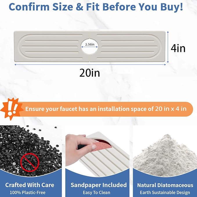 Stone Faucet Mat for Kitchen Sink, Water Absorbing Sink Water Splash Guard - Image 3