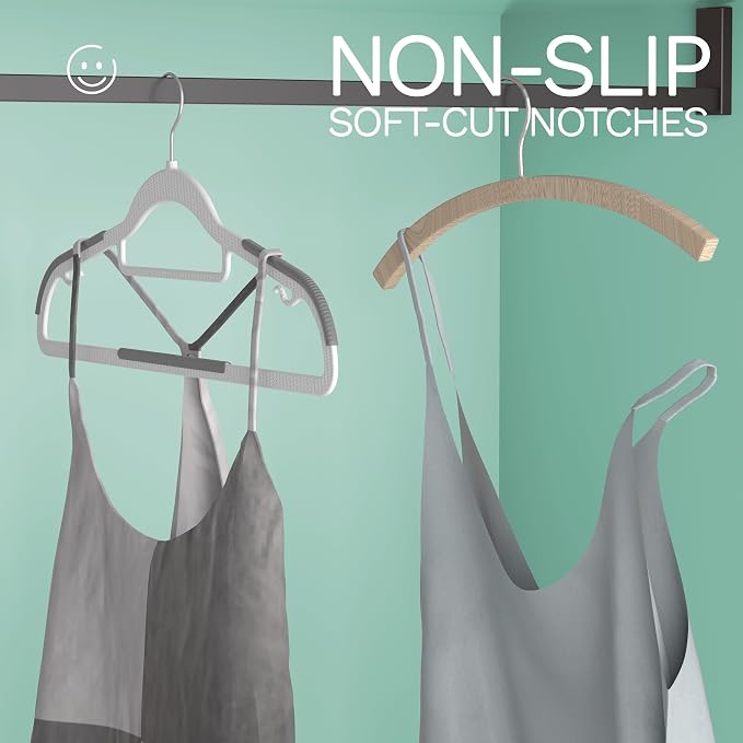 60 Pack Heavy Duty Plastic Hangers, Non Slip Clothes Hangers - Image 7