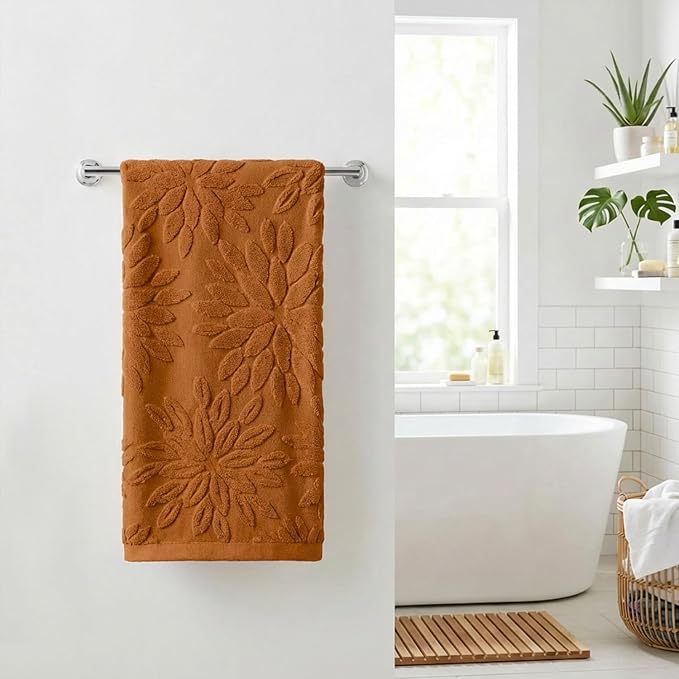 Artoid Mode 1 Pc Caramel 3D Dahlia Floral Jacquard Hand Towels - Image 2