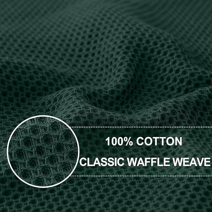 Homaxy 100% Cotton Oversized Waffle Weave Kitchen Towels 8-Pack | Blackish Green - Image 2