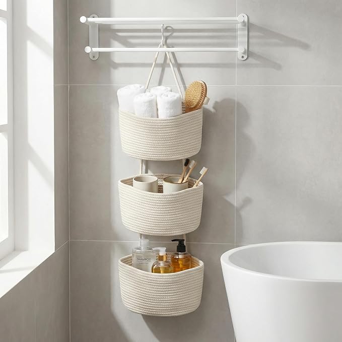 Hanging Basket, Over Door Organizer, 3 -Tier Wall Basket - Image 5