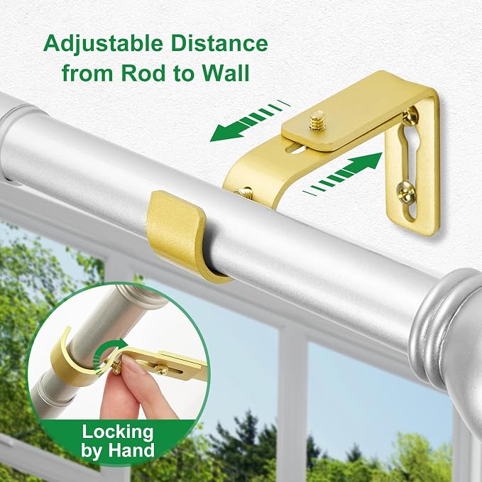LLPJS Curtain Rod Bracket Adjustable, Drapery Rod Holder Hooks Support Hangers - Image 3