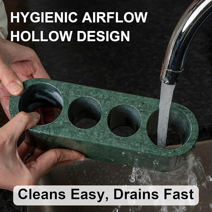 BCS Toothbrush Holder for Bathrooms, 4 Slots Marble Toothbrush and Toothpaste - Image 9