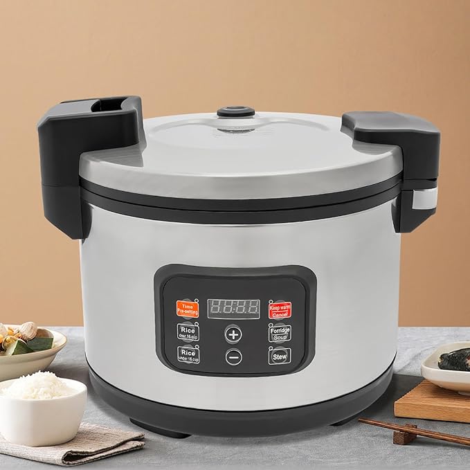 Commercial Electric Rice Cooker/Warmer, 13L Large Intelligent Multifunctional Rice Cooker with LED Display, Measuring Cup, Rice Spatula for Cooking Rice, Porridge, Soup