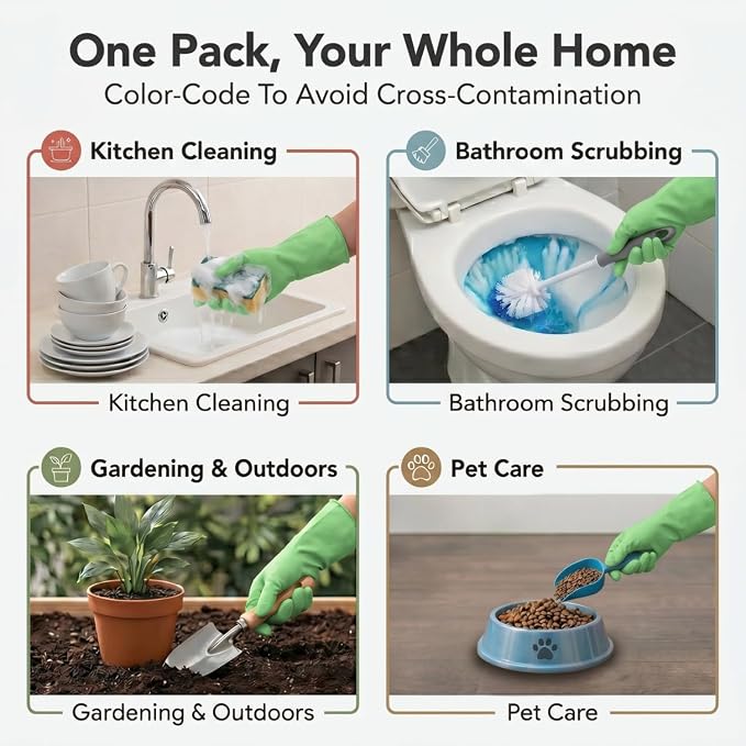 ForPro Natural Rubber Gloves, 6 Pairs Reusable Multi-Purpose Household Cleaning - Image 6