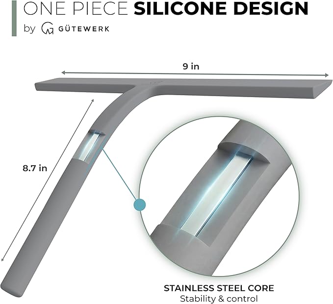 Silicone Shower Squeegee with 3-in-1 No-Drill Mount, Streak-Free & No-Squeak - Image 4