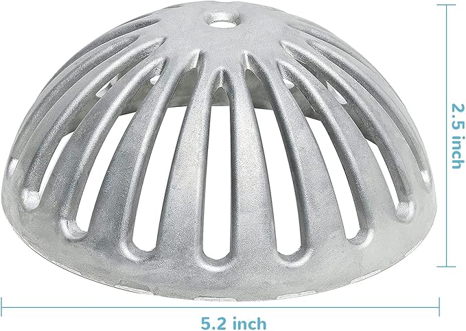 5 Pack Floor Sink Strainer Heavy Duty Aluminum Dome Drain Cover for Kitchen, Bar, Outdoor Garden or Bath 5-1/4" Diameter x 2-1/4"H
