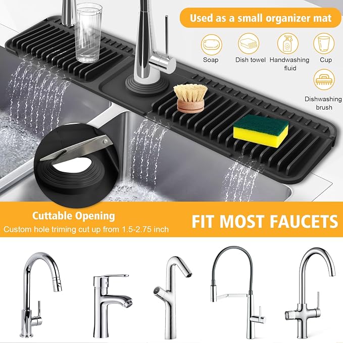 24-Inch Kitchen Sink Splash Guard Mat | 7° Slope - Image 6