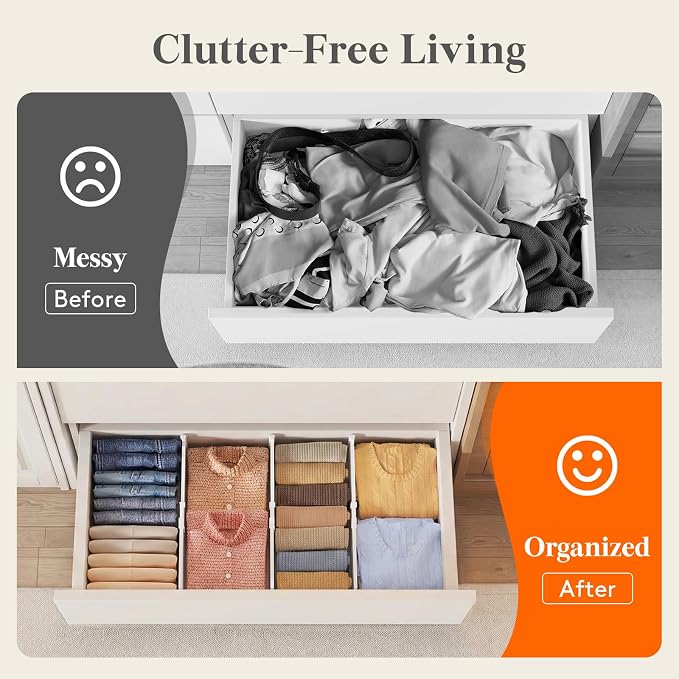 Lifewit 6" Tall Drawer Dividers, Adjustable Deep Drawer Organizer Clothes | 5 - Image 8