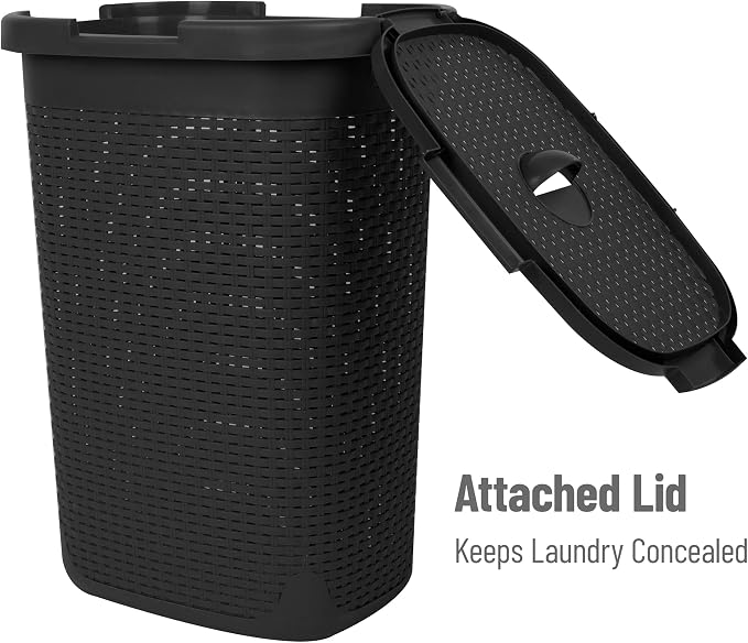 Mind Reader 60L Slim Laundry Hamper, Clothes Basket, Wicker Design, 17.65"L x - Image 5