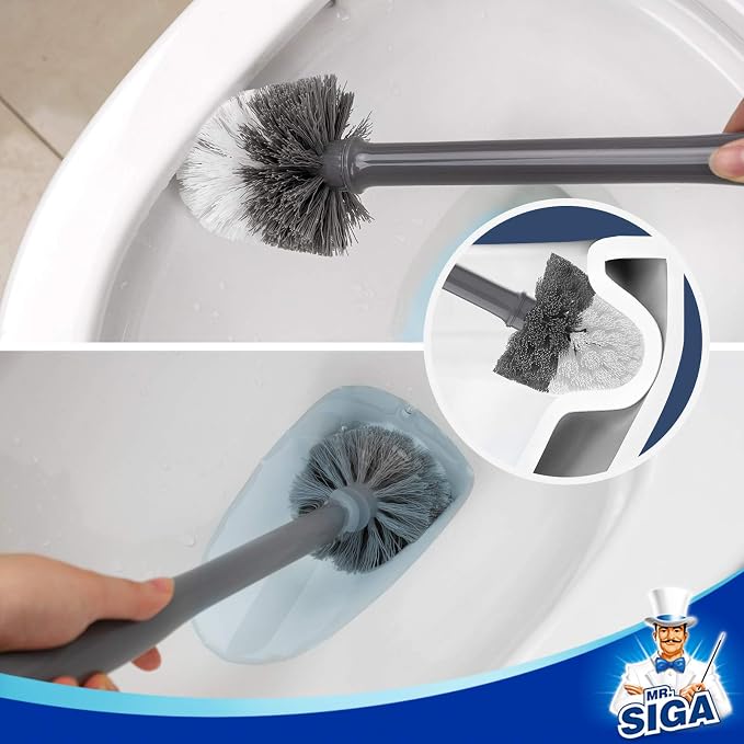 MR.SIGA Toilet Bowl Brush and Holder, Sturdy Long Handle, 1 Pack | Automatic - Image 5