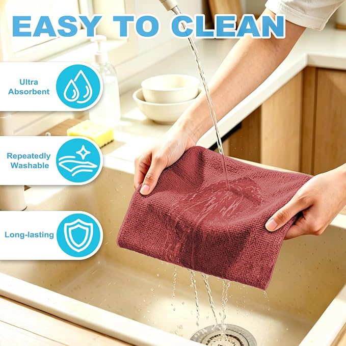 Puomue 55 Pack Microfiber Cleaning Cloth Roll, Tear Away Reusable Paper Towels - Image 6