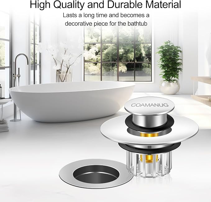 COAMANUG Bathtub Stopper | Shower Drain Hair Catcher, Pop-up Tub Stopper - Image 6