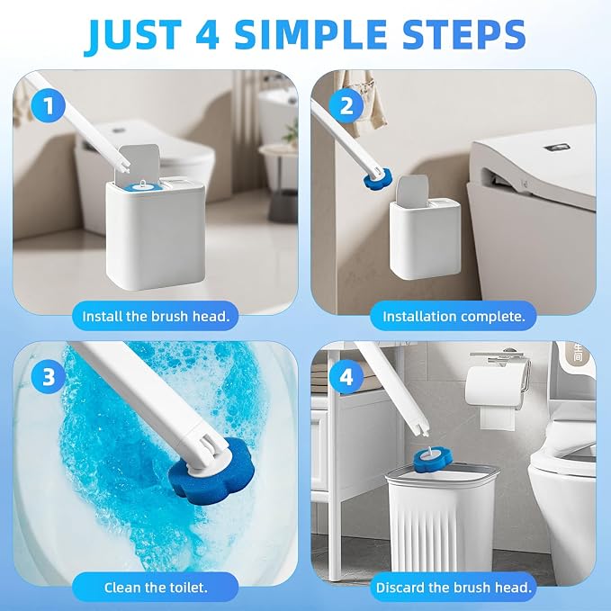 Disposable Toilet Brush with 48 Refills, Toilet Bowl Cleaner, Toilet Cleaning - Image 5