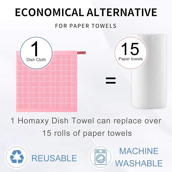 Homaxy 100% Cotton Terry Kitchen Dish Cloths, 24 Pack - Image 7
