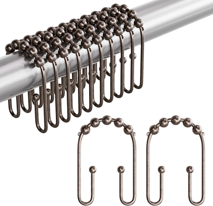 AmazerBath Shower Curtain Hooks Bronze Shower Curtain Rings Rust Proof - Image 9