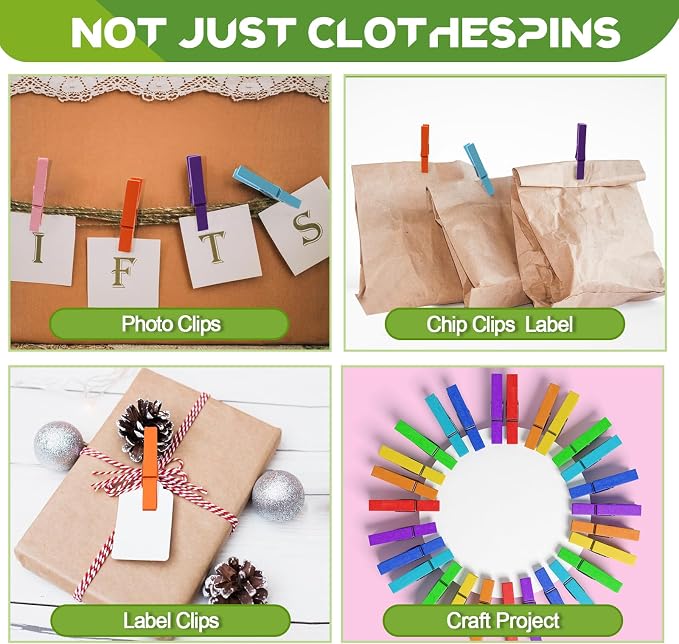 100 Pcs Colored Clothes pins - Image 8